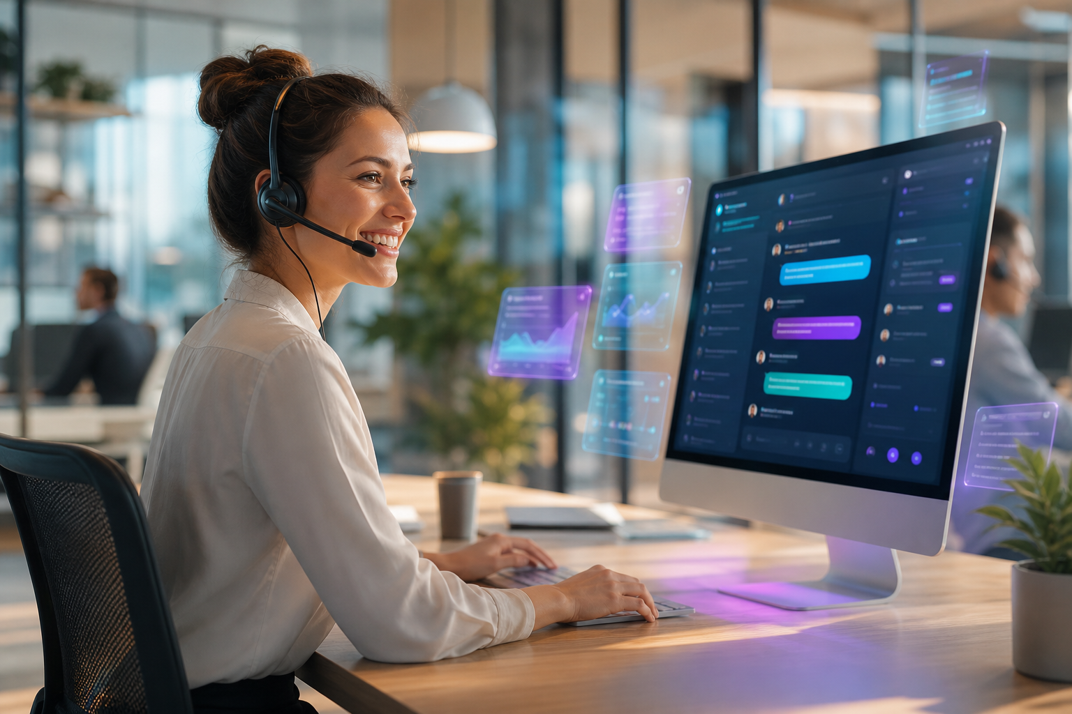 Support specialist using the TalkLinx AI cockpit